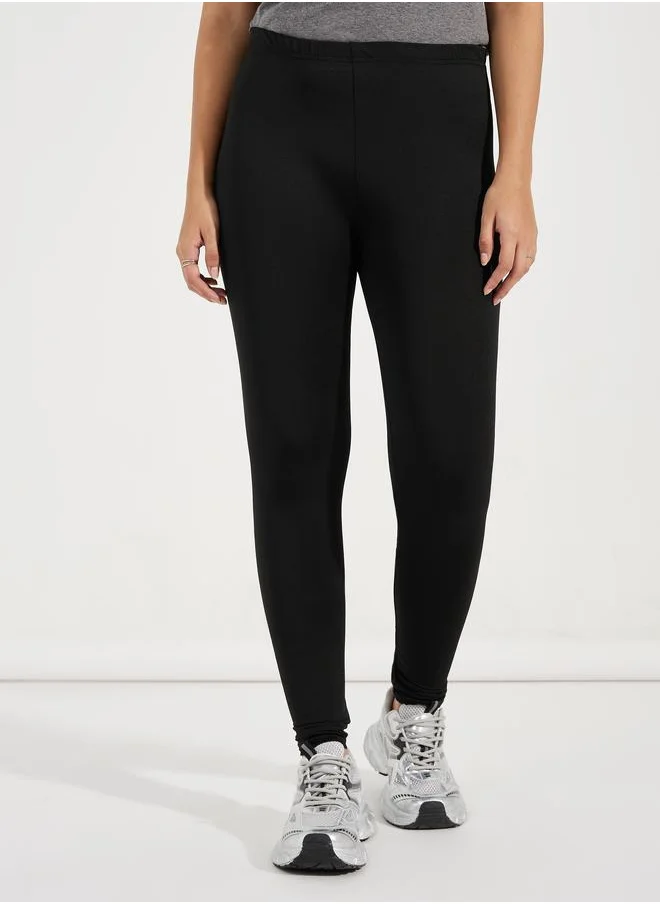 ستايلي Solid Elastic Waistband Leggings