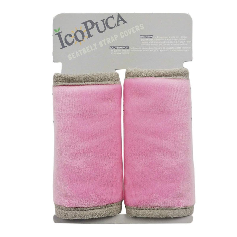 ICOPUCA Car Seat Strap Pads Covers for Baby Kids, Seat Belt Covers Cushion for boy Girl, Protect Neck and Shoulder rubbing, Anti-Slip Design, Universal for Stroller/Carrier/Pushchair; Pink - Image 1