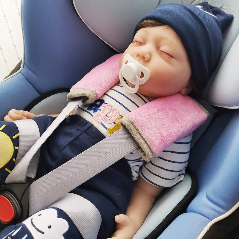 ICOPUCA Car Seat Strap Pads Covers for Baby Kids, Seat Belt Covers Cushion for boy Girl, Protect Neck and Shoulder rubbing, Anti-Slip Design, Universal for Stroller/Carrier/Pushchair; Pink - Image 3