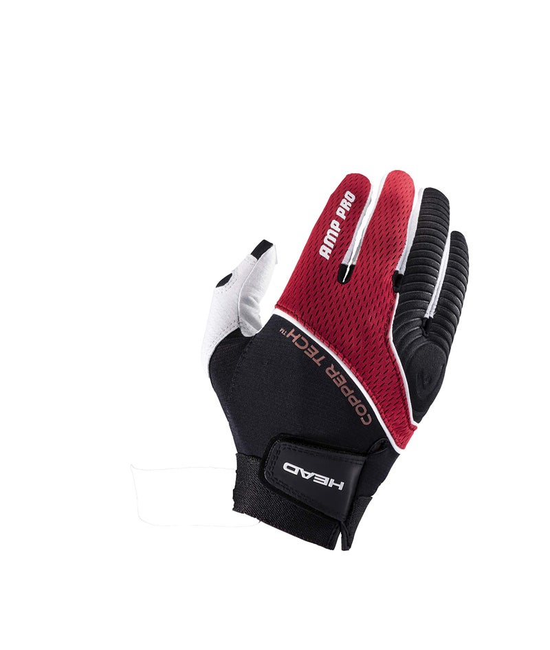 HEAD Leather Racquetball Glove - AMP Pro Copper Tech Glove for Right & Left Hand - Black/Silver/Red, Right - Small - Image 5
