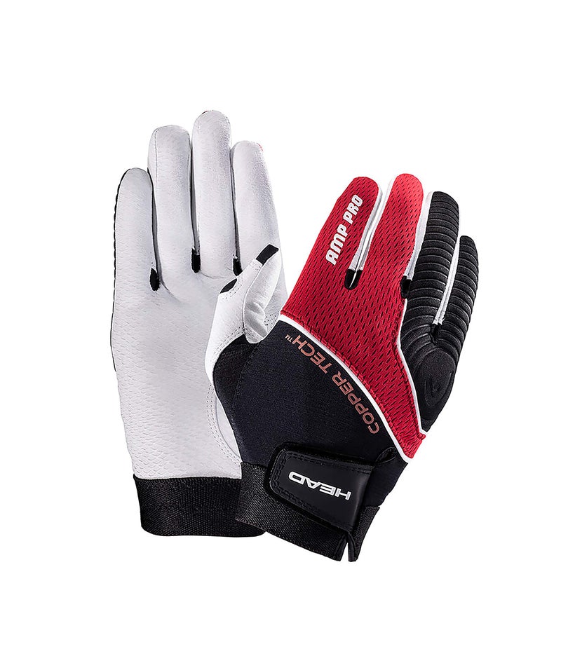 HEAD Leather Racquetball Glove - AMP Pro Copper Tech Glove for Right & Left Hand - Black/Silver/Red, Right - Small - Image 3