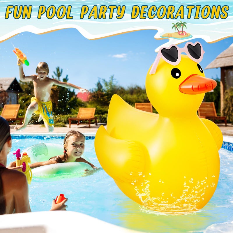Hungdao 2 Pack 4 Feet Giant Inflatable Duck Huge Rubber Duck Large Blow up Ducky Inflatable Ducky Pool Float Summer Beach Swimming Pool Party Decoration(Sunglasses) - Image 4