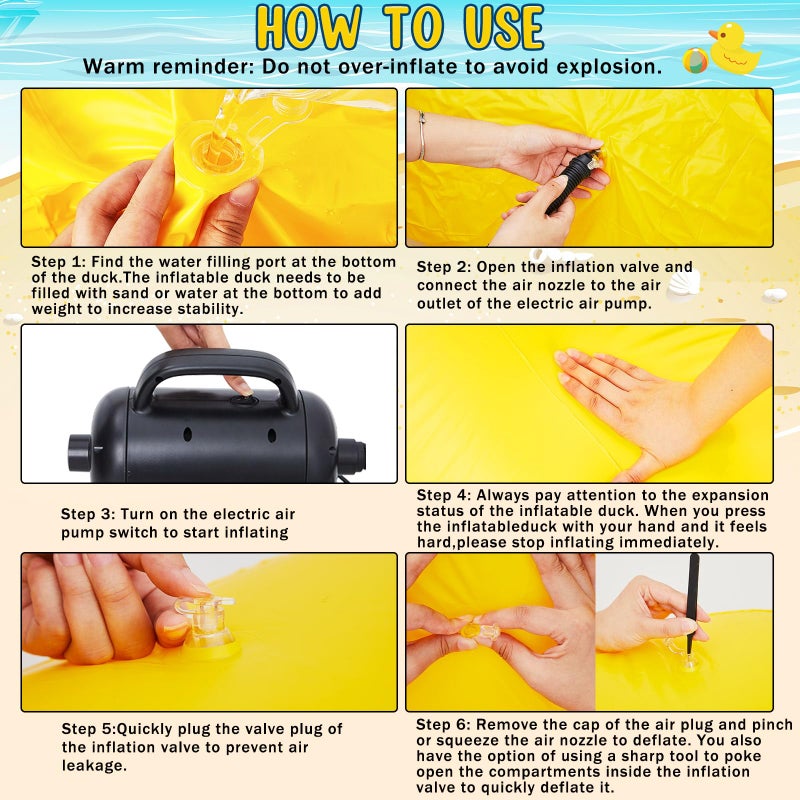 Hungdao 2 Pack 4 Feet Giant Inflatable Duck Huge Rubber Duck Large Blow up Ducky Inflatable Ducky Pool Float Summer Beach Swimming Pool Party Decoration(Sunglasses) - Image 3