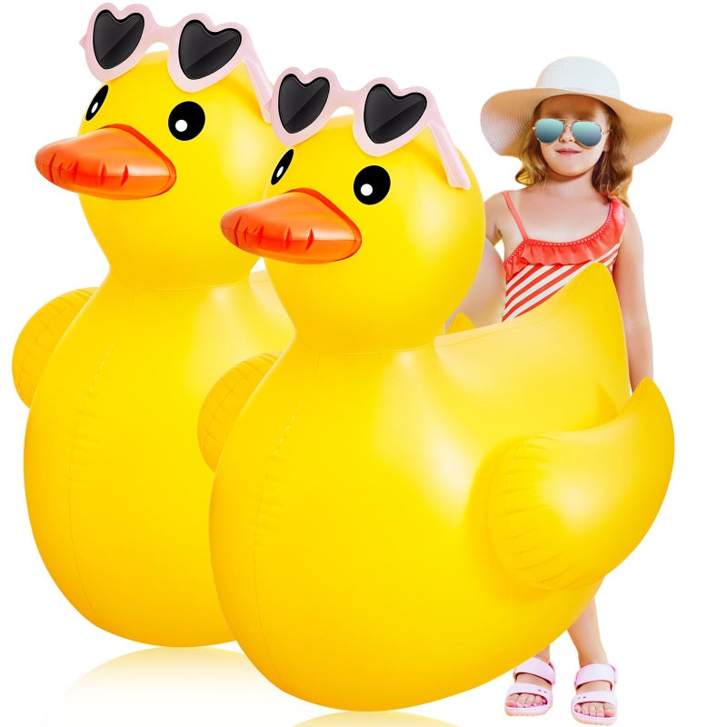 Hungdao 2 Pack 4 Feet Giant Inflatable Duck Huge Rubber Duck Large Blow up Ducky Inflatable Ducky Pool Float Summer Beach Swimming Pool Party Decoration(Sunglasses) - Image 1