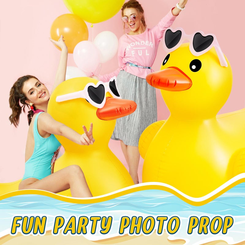 Hungdao 2 Pack 4 Feet Giant Inflatable Duck Huge Rubber Duck Large Blow up Ducky Inflatable Ducky Pool Float Summer Beach Swimming Pool Party Decoration(Sunglasses) - Image 5