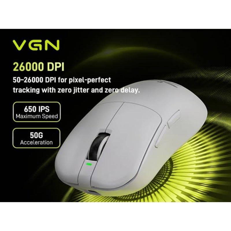 Wireless gaming mouse for esports use, PAW3395 sensor, white, lightweight 55g with 26K DPI and 4000Hz polling rate - Image 4