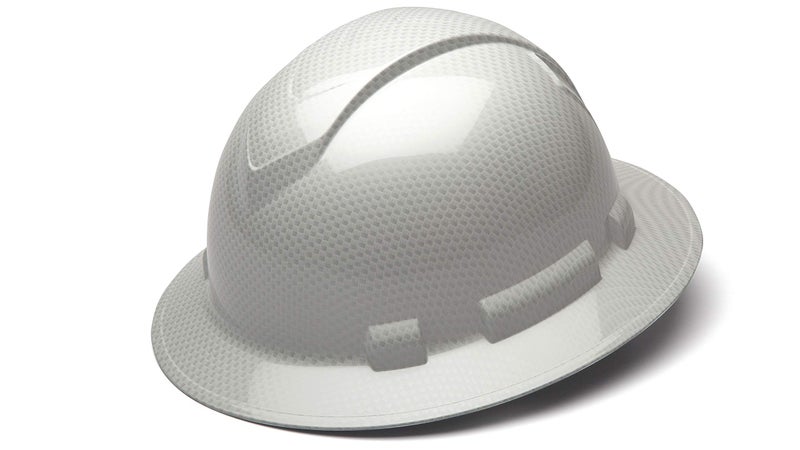 Ridgeline Pyramex Ridgeline Full Brim Hard Hat 4 Point Ratchet Shiny White Graphite Pattern - Image 1