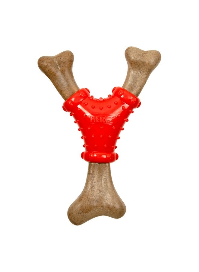 Hero Bonetics Noisy Joint Wishbone - Promotes Healthy Teeth, Gums and Mind - Wood Scented - for Large Dogs - Image 1