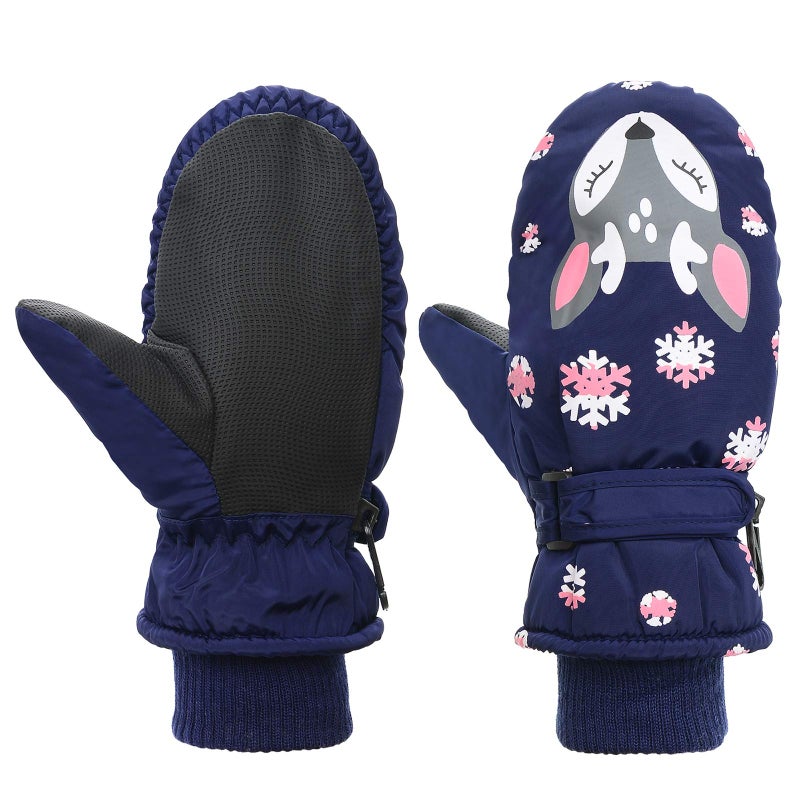 American Trends Toddler Mittens Winter Snow Glove waterproof mitten Warm Fleece Kid Ski Gloves for Boys Girls Black Fox M - Image 1