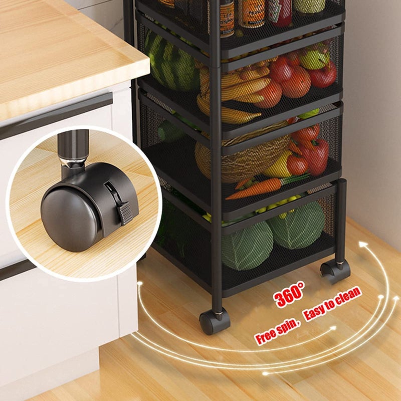 MosQuick®Portable 3 Layer Metal Square Design Rotating Fruits & Vegetable Onion Cutlery, Spice, Jars Trolley Storage Rack Container Basket Organizer Holder Stand for Kitchen 360° rotating shelves design - Image 3