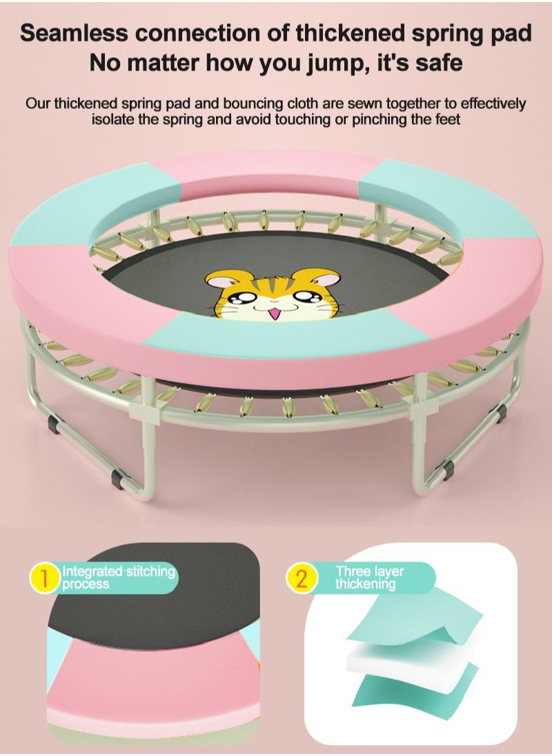 MaBaby - 1.2m Children's Trampoline Horizontal Bar Children's Indoor Home Trampoline Bouncing Bed With Guard Net  toddlers kids trampoline Toys Birthday Gifts for Kids Gifts for Boy and Girl（Circular handrail+horizontal bar+suspension ring+ocean ball+Basketball Hoop+sandbag+swing+suction cup） - Image 1