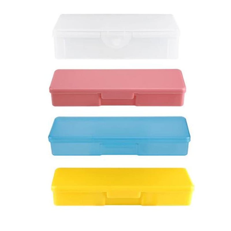 Jilukibo 4 Pack Professional Clear Manicure Nails Pedicure Tool Box Personal Nail Box Storage Case for Organizing Plastic Pencil Case Container Organizer Clear Yellow Pink Blue - Image 3