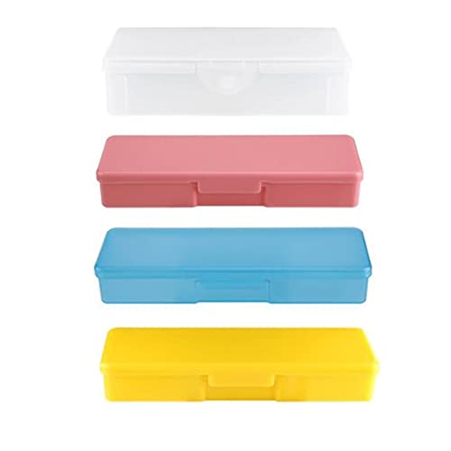 Jilukibo 4 Pack Professional Clear Manicure Nails Pedicure Tool Box Personal Nail Box Storage Case for Organizing Plastic Pencil Case Container Organizer Clear Yellow Pink Blue - Image 1