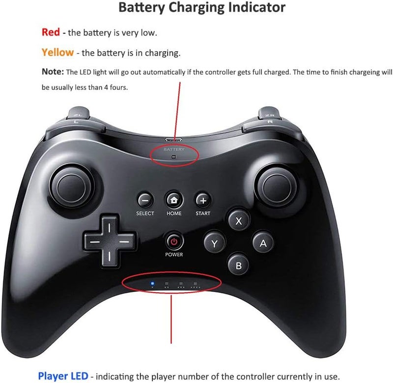 CuleedTec Black Classic Wireless Pro Controller Game Controller Gamepad Joypad Remote for Wii U - Image 3