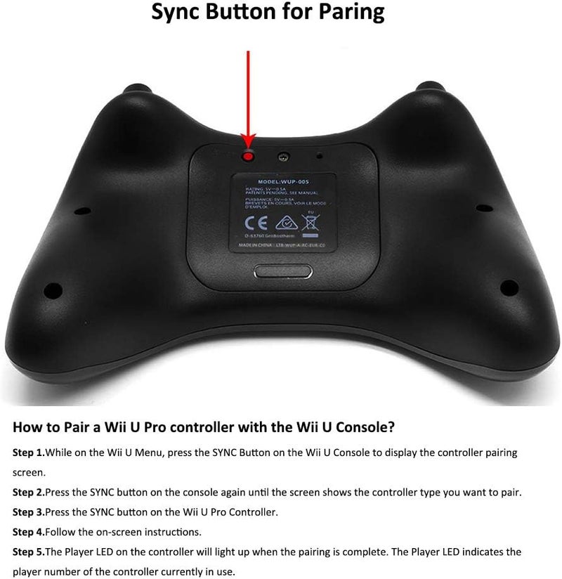 CuleedTec Black Classic Wireless Pro Controller Game Controller Gamepad Joypad Remote for Wii U - Image 4