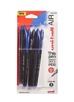 Uniball 6-Piece Air Micro Roller Pen Blue Ink  - Image 1
