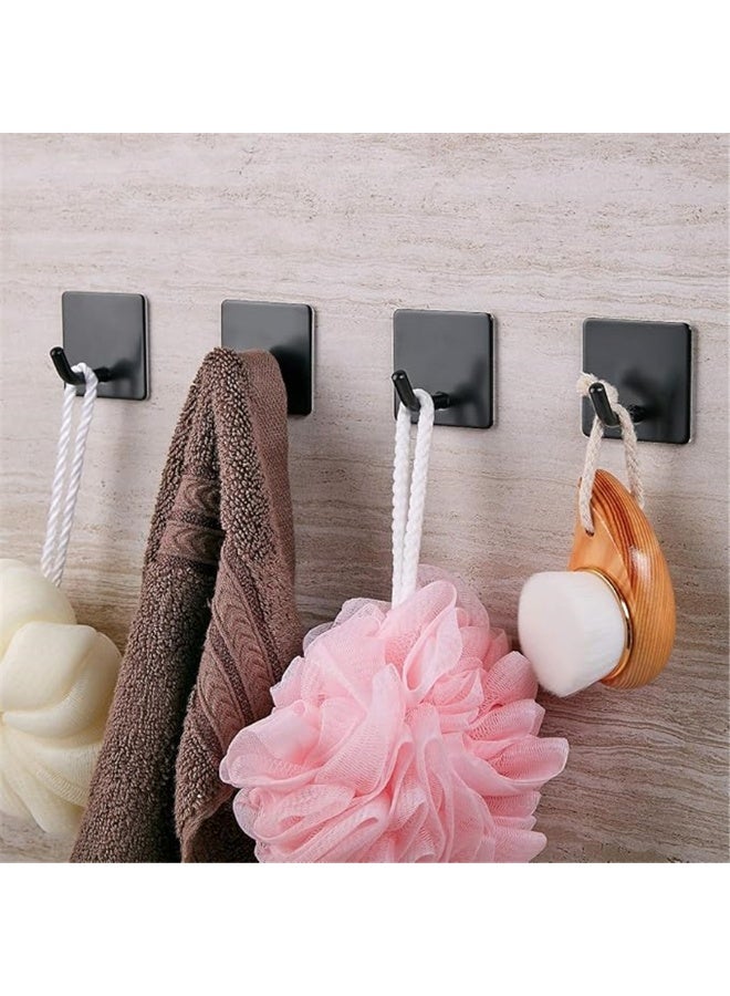 8 Pack Wall Hooks, 304 Stainless Steel Adhesive Hanging Hooks, No-Drill Heavy Duty Waterproof Towel Hook Robe Hanger for Home Kitchen Bathroom Office (Black / 8pcs) - Image 4