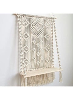 Home Gallery Macrame Wall Hanging With Floating Wooden Shelf 70X90 cm  - Image 4