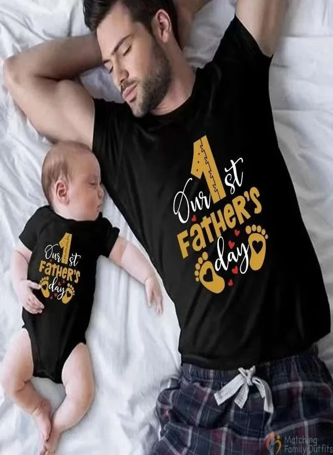 Matching Family Outfits First Father’s Day Matching T Shirt Set for Dad and Baby | Daddy and Me Outfit | Father Son Matching Clothes | Family Matching Tshirt | New Dad Fathers Day Gift Set
