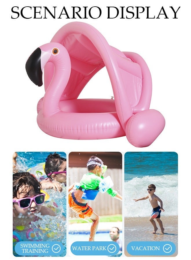 DUNISO Baby Pool Float with Sun Protection Canopy Kids Swimming Float with Safe Bottom Support and Swim Buoy Floats for Age 6-48 Months Family Summer Outdoor Party Favor Safer Swims - Image 3