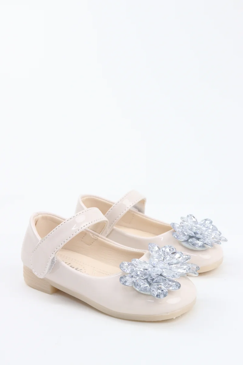 Viny VINY Girls Crystal Flower Ballerina Flats – Elegant Ballet Flats for Girls, Rhinestone Party Shoes, Princess Dress Shoes for Weddings, Birthdays & Special Occasions (Black, Pink, White, Beige)
