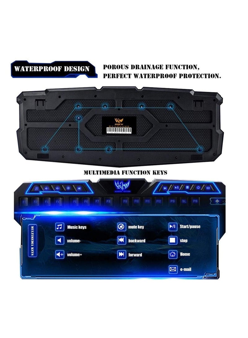 Led Illuminated Usb Wired Blue Backlit Backlight Multimedia Gaming Uk Keyboard - Image 4