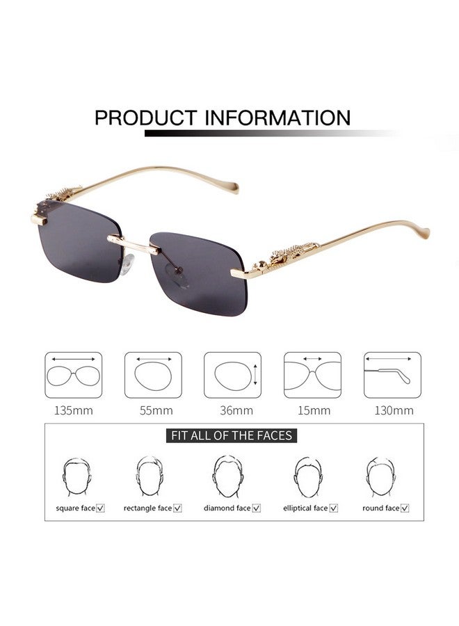 نظارات شمسية بدون إطار للرجال والنساء، نظارات شمسية صغيرة ضيقة مستطيلة الشكل، نظارات 90S، أسود - Image 5