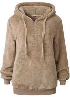 ALWAYS Womens Comfy Fleece Sherpa Hoodie  Oversized Fluffy Fuzzy Pullover Sweatshirt Sweater with Pockets Brown M