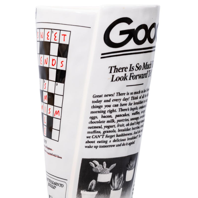 ban.do Vintage Inspired Newspaper Vase, Retro Ceramic Shelf Decor, Unique/Novelty/Eclectic Flower Vase, Newspaper - Image 4