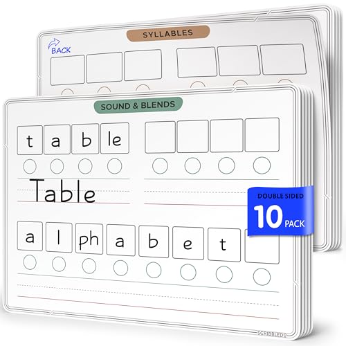 SCRIBBLEDO Phonemic Awareness Sounds & Blends Dry Erase Sheets 9”x12” Phonics Learning English Syllables Letter Practice Homeschool Teacher Student Supplies Classroom Pack of 10 - Image 1