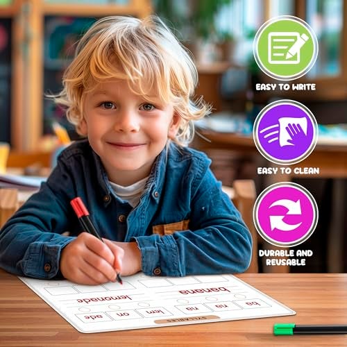 SCRIBBLEDO Phonemic Awareness Sounds & Blends Dry Erase Sheets 9”x12” Phonics Learning English Syllables Letter Practice Homeschool Teacher Student Supplies Classroom Pack of 10 - Image 2