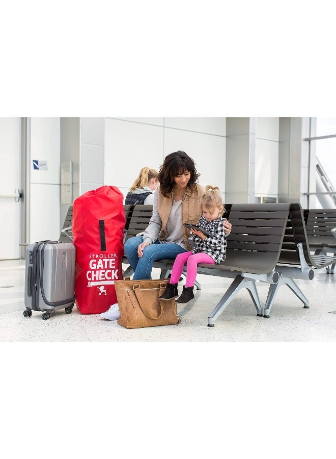 J.L. Childress J.L. Childress Gate Check Bag For Single Umbrella Strollers, Durable And Lightweight, Water-Resistant, Drawstring Closure With Adjustable Lock, Webbing Handle, Includes Stretch Zipper Pouch, Red  - Image 4