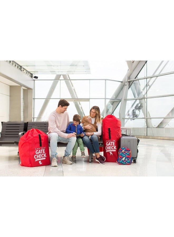 J.L. Childress J.L. Childress Gate Check Bag For Single Umbrella Strollers, Durable And Lightweight, Water-Resistant, Drawstring Closure With Adjustable Lock, Webbing Handle, Includes Stretch Zipper Pouch, Red  - Image 5
