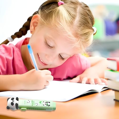 WISHKEY Cute Panda Pencil Eraser for Girls and Boys, Stylish Erasers for Kids, Cute Retractable Erasers with Protective Case, Fancy Eraser for School Students, Big Eraser (Pack of 1, Green) - Image 5