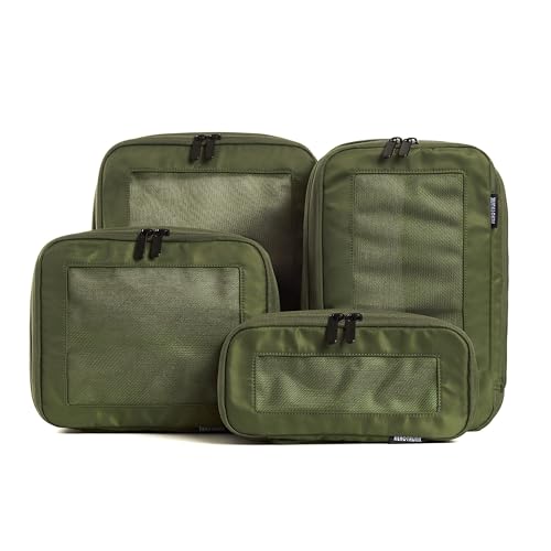 Aerotrunk Compression Packing Cubes for Travel Luggage Organizer Bags Double Zipper Packing Cubes for Suitcases 4Pack Olive