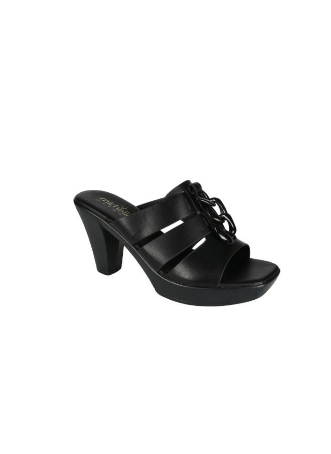 Michelle Morgan Michelle Morgan Ladies Cone Heel Square Toe Sandals 214RJ519 Black  - Image 1