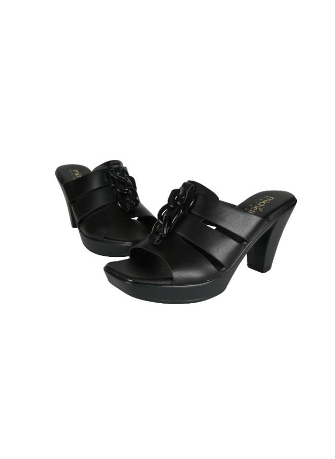 Michelle Morgan Michelle Morgan Ladies Cone Heel Square Toe Sandals 214RJ519 Black  - Image 2