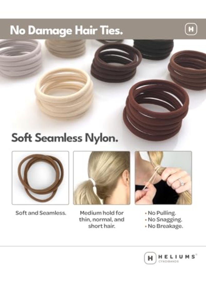 Heliums Thin Seamless Hair Ties White 6mm Nylon No Damage Ponytail Holders 175 Inch Medium Hold for Thin to Normal Hair 18 Pack - Image 3