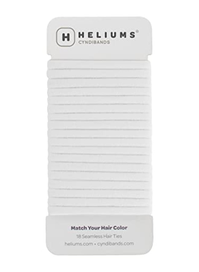 Heliums Thin Seamless Hair Ties White 6mm Nylon No Damage Ponytail Holders 175 Inch Medium Hold for Thin to Normal Hair 18 Pack - Image 1