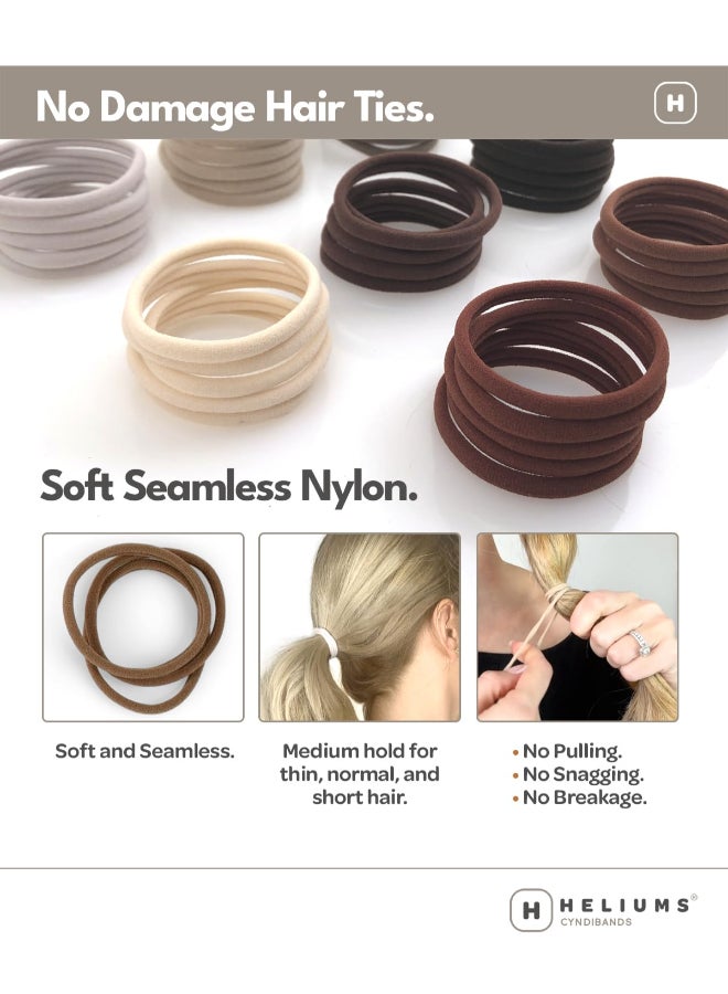 Heliums Thin Seamless Hair Ties White 6mm Nylon No Damage Ponytail Holders 175 Inch Medium Hold for Thin to Normal Hair 18 Pack - Image 4