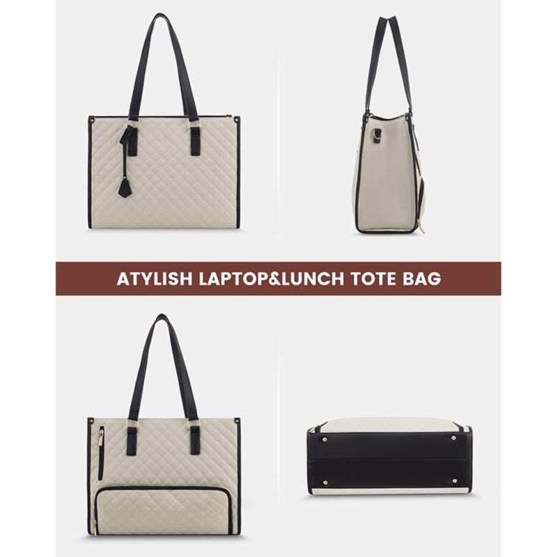 Insulated Lunch Tote Bag: 43cm X 16cm X 32cm Spacious Design - Premium PU Leather Secure Zipper Closure for Women Office Work Casual Travel - Image 4