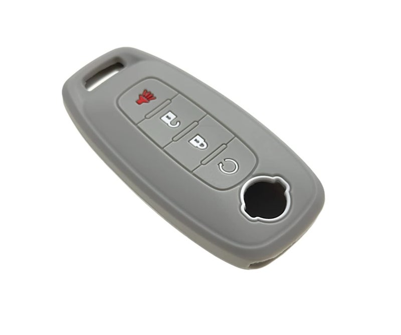 REPROTECTING Silicone Rubber Key Fob Cover Compatible with Nissan Pathfinder Rogue Kicks (4 Buttons/Remote Start, Black Grey) - Image 3