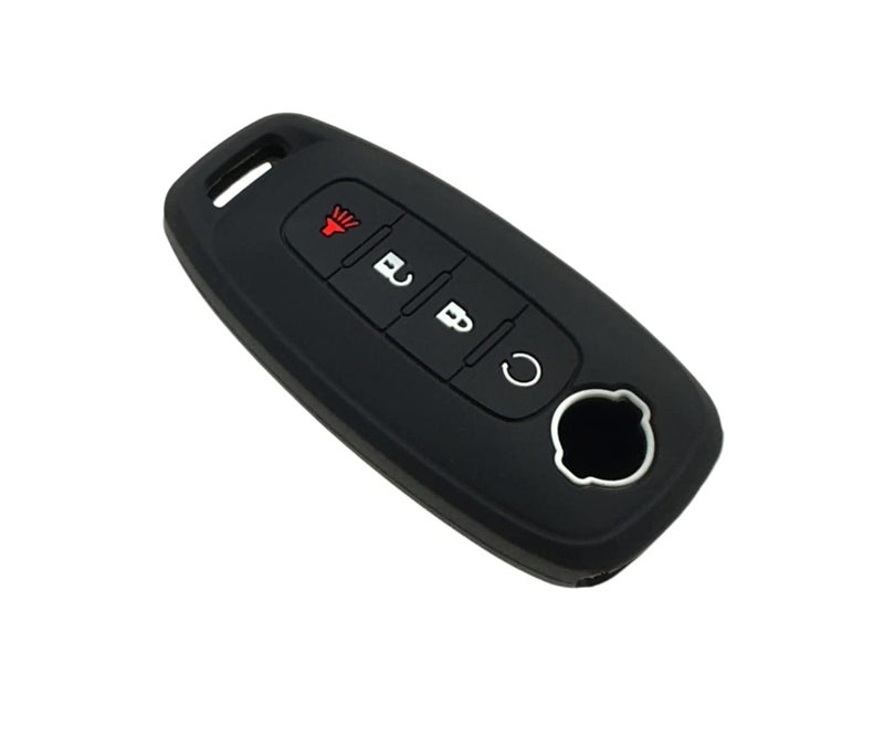 REPROTECTING Silicone Rubber Key Fob Cover Compatible with Nissan Pathfinder Rogue Kicks (4 Buttons/Remote Start, Black Grey) - Image 4