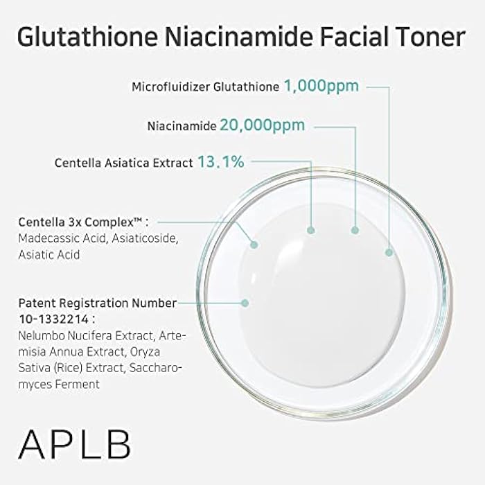 APLB Glutathione Niacinamide Facial Toner | LIPO GLUTA NIAC CEN™ 15.2% 5.41 FL.OZ/Korean Skincare, Replenishing Moisture, Revitalize for Gentle and Improve Skin Texture Through Niacinamide - Image 4