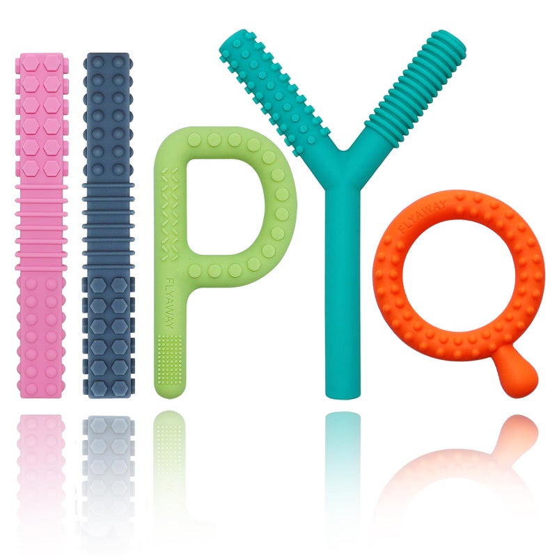 Flyaway Sensory Toys for Kids with Autism Silicone Baby Teething Toys 5 Pack Autism Toys for ADHD Anxiety SPD Chewing Biting Fidgeting Teething Relief Tubes for Babies BPA Free - Image 1