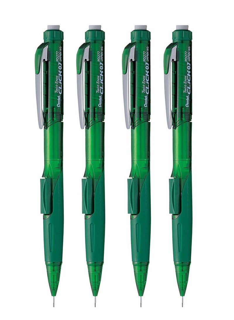 Pentel 4-Piece Mechanical Pencil 0.7mm Tip Green Body - Image 1