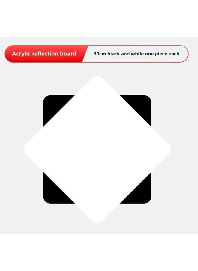Generic Photography Tempered Reflection Board 30*30cm Acrylic Pure Black And White Base Map Shooting Props Reflective Black White Zero Cut-Body Color:30cm Reflection Plate Two Pack [one Black And White]]  - Image 1