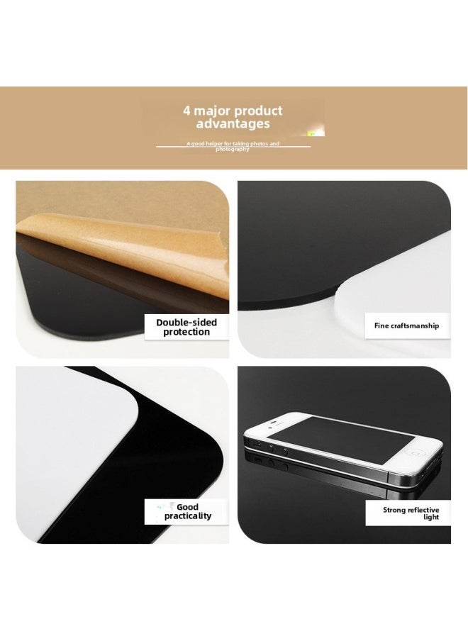 Generic Photography Tempered Reflection Board 30*30cm Acrylic Pure Black And White Base Map Shooting Props Reflective Black White Zero Cut-Body Color:30cm Reflection Plate Two Pack [one Black And White]]  - Image 4