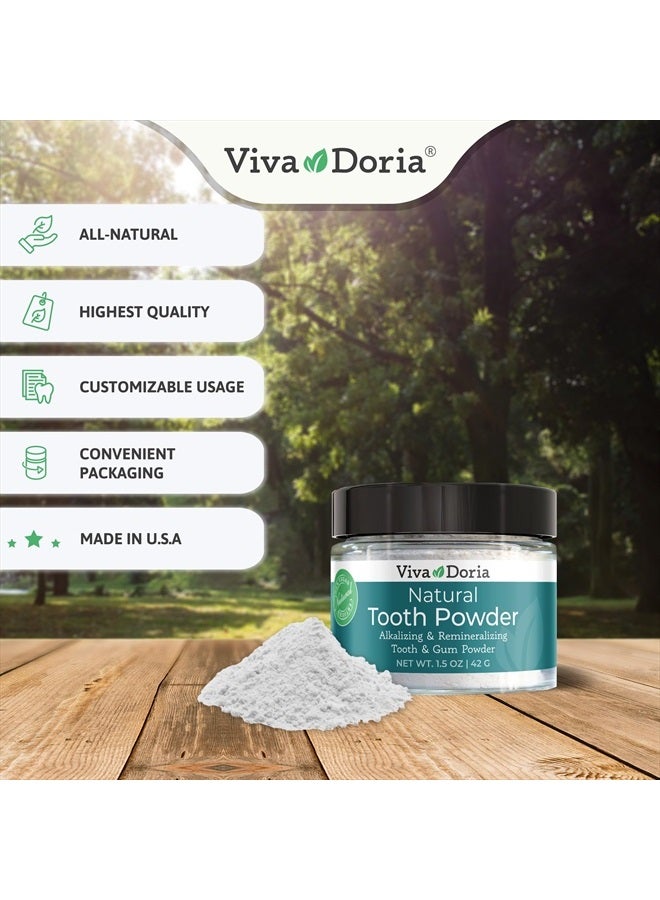 Viva Doria Natural Tooth Powder | Remineralizing Tooth Powder | Natural Teeth Whitening Powder | Toothpaste Power | Breath Freshener | Refreshing Mint Flavor | 1.5 Oz Glass Jar - Image 2
