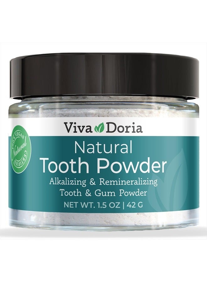 Viva Doria Natural Tooth Powder | Remineralizing Tooth Powder | Natural Teeth Whitening Powder | Toothpaste Power | Breath Freshener | Refreshing Mint Flavor | 1.5 Oz Glass Jar - Image 1